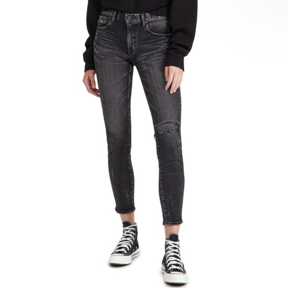 Moussy Vintage Lenwood Skinny‎ Jeans, Black Distressed - Picture 1 of 14